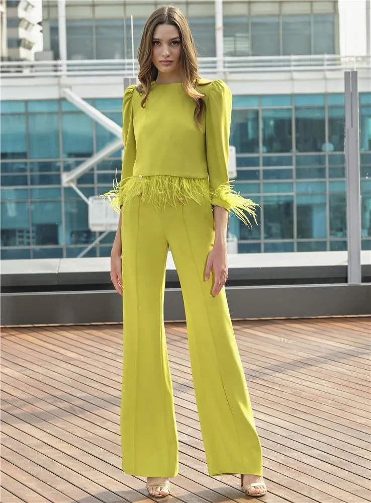 404 CONJUNTO TOP PLUMASPANTALON