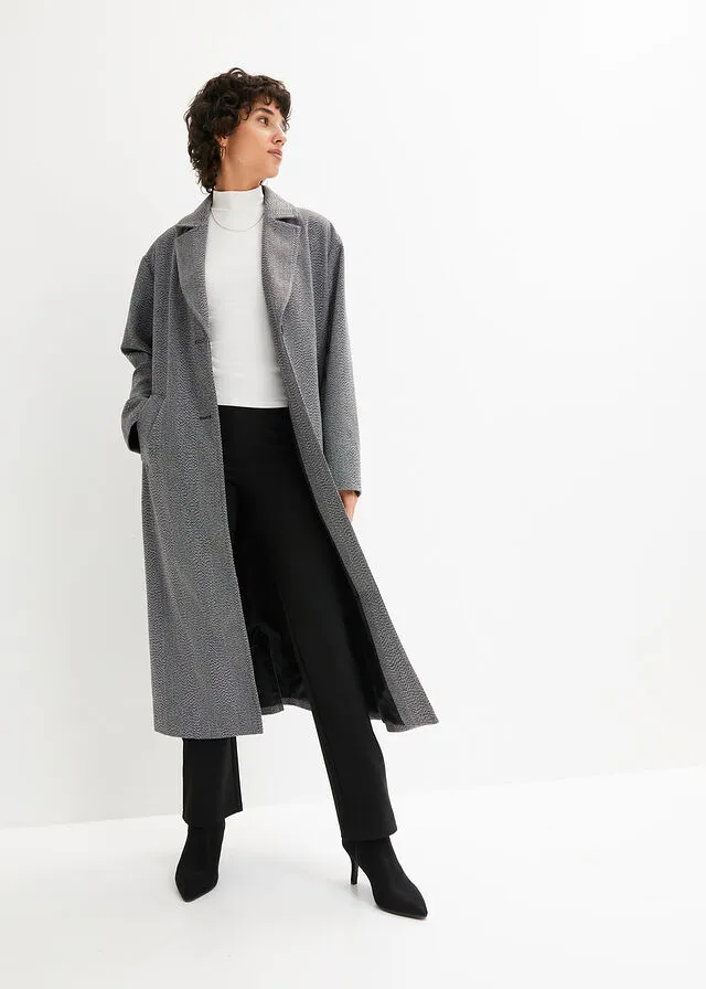 Abrigo con aspecto de lana Gris jaspeado