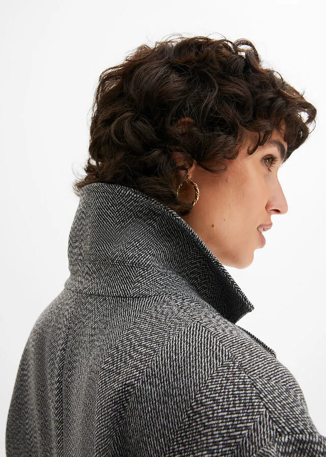 Abrigo con aspecto de lana Gris jaspeado