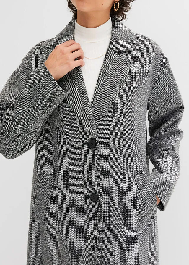 Abrigo con aspecto de lana Gris jaspeado