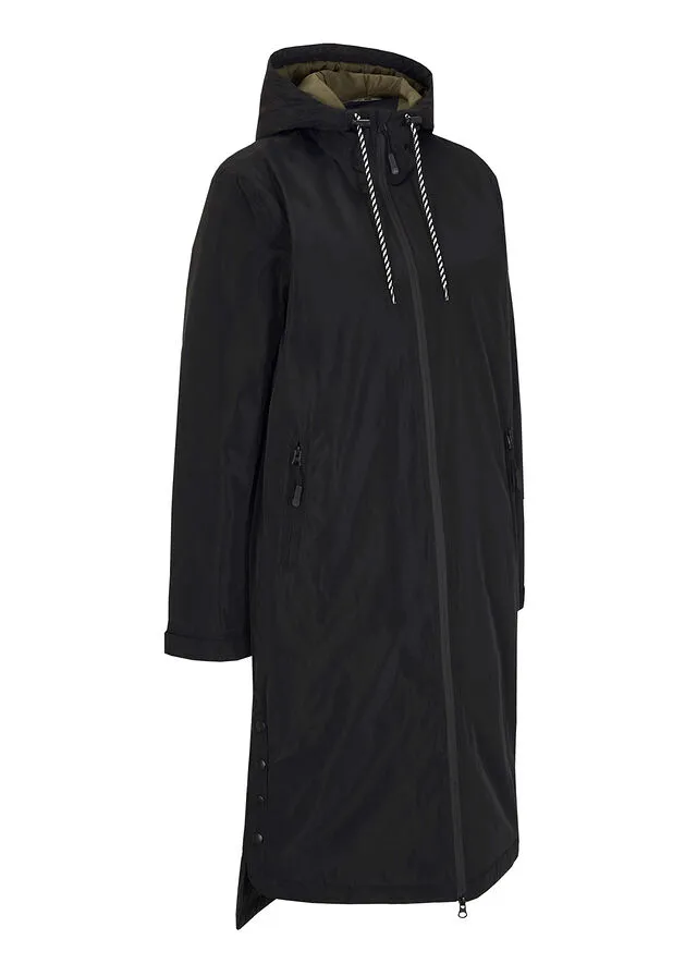 Abrigo guateado impermeable de largo midi Negro