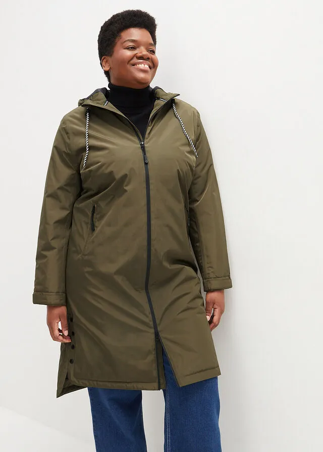 Abrigo guateado impermeable de largo midi Negro
