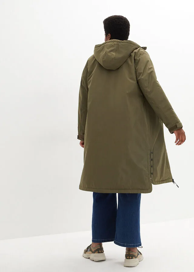 Abrigo guateado impermeable de largo midi Negro