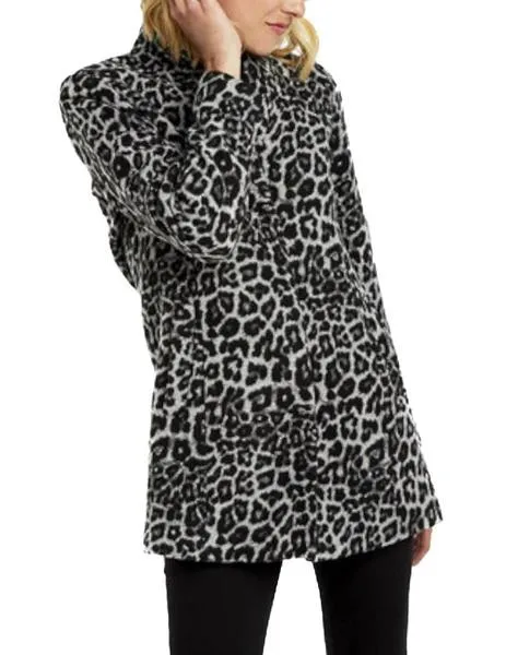 abrigo naf naf estampado leopardo gris