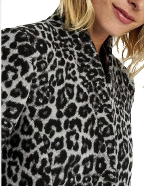 abrigo naf naf estampado leopardo gris