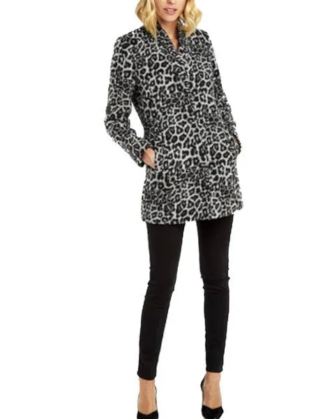 abrigo naf naf estampado leopardo gris