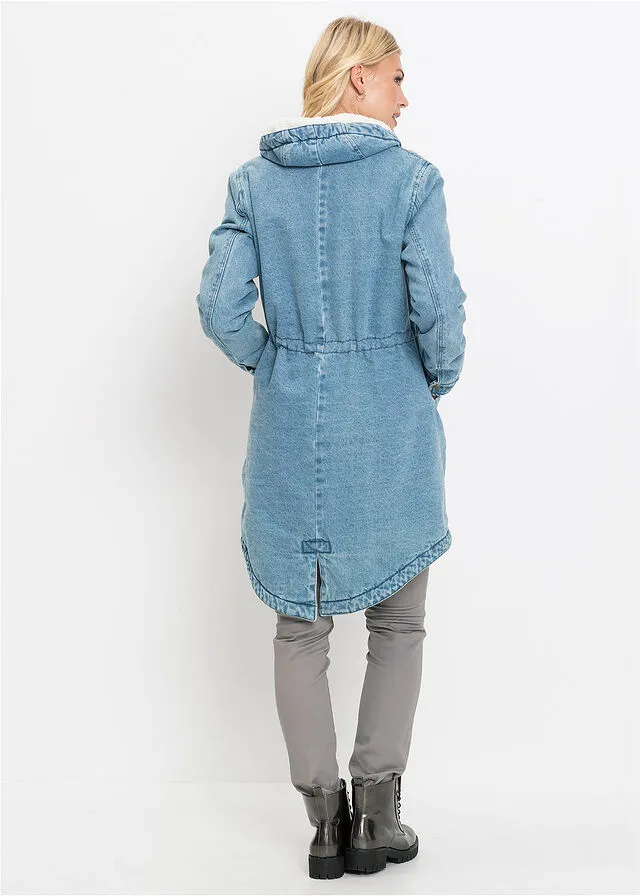 Abrigo vaquero con peluche Azul medio blanqueado