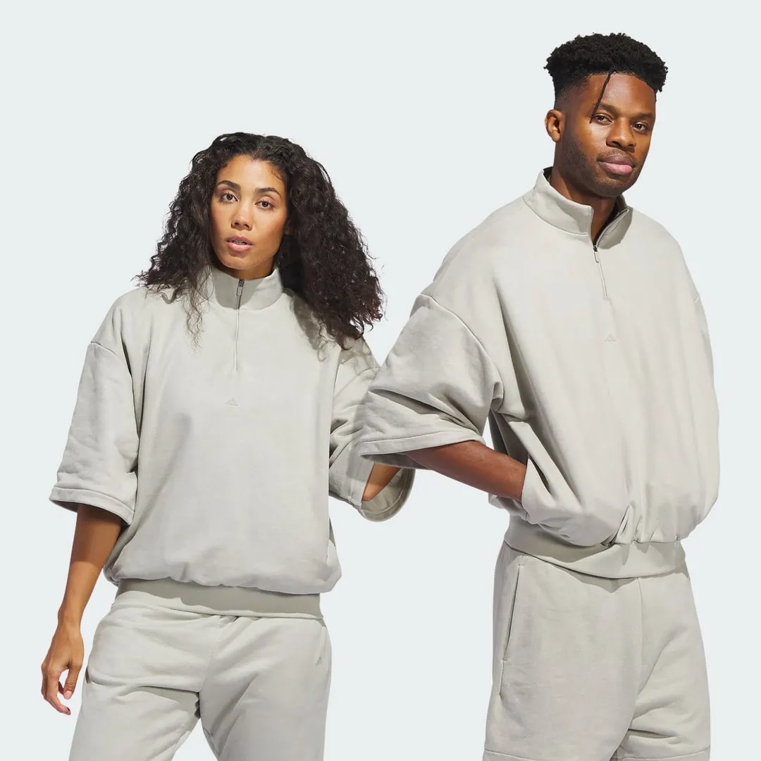 ADIDAS PERFORMANCE BASKETBALL SUEDED 3/4 HALFZIP CREWNECK