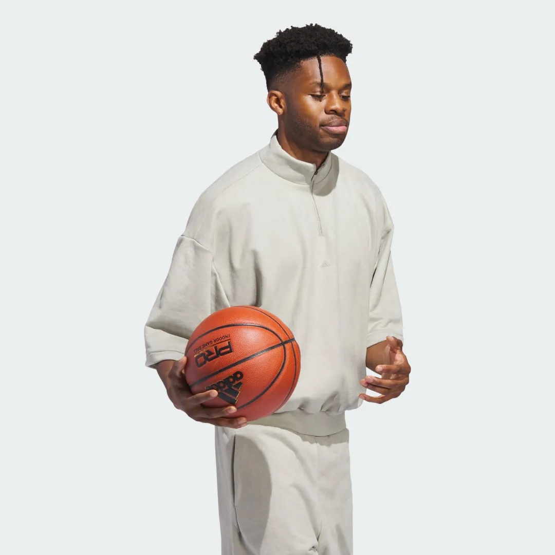 ADIDAS PERFORMANCE BASKETBALL SUEDED 3/4 HALFZIP CREWNECK