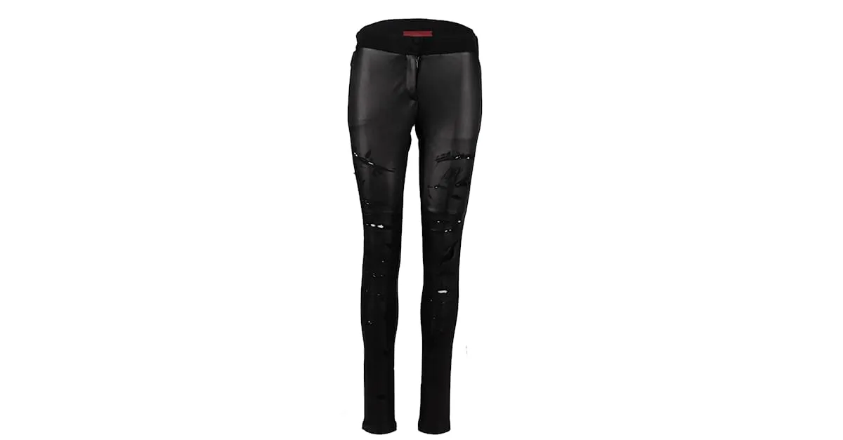 Autre Marque Pantalones Diliborio de cuero desgastado Negro 