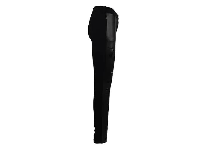 Autre Marque Pantalones Diliborio de cuero desgastado Negro 