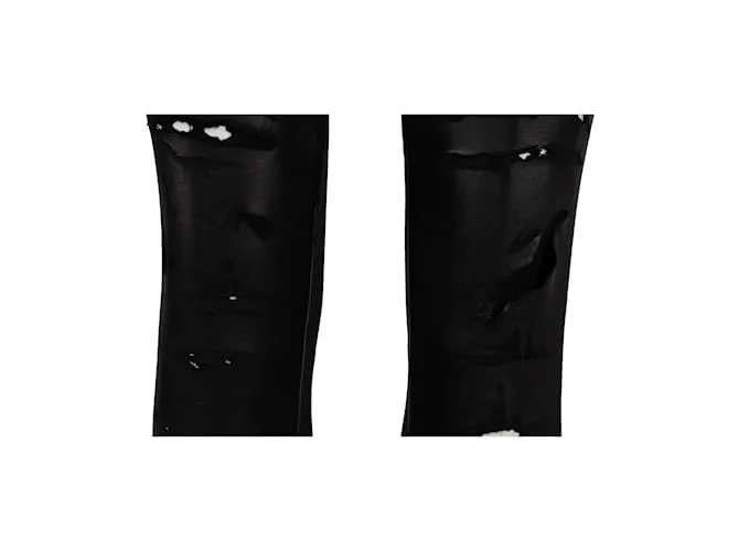 Autre Marque Pantalones Diliborio de cuero desgastado Negro 
