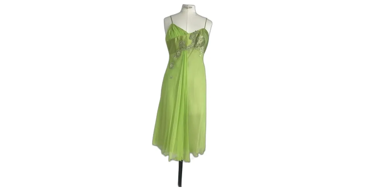 Autre Marque Vestido de coctel de seda Verde claro 
