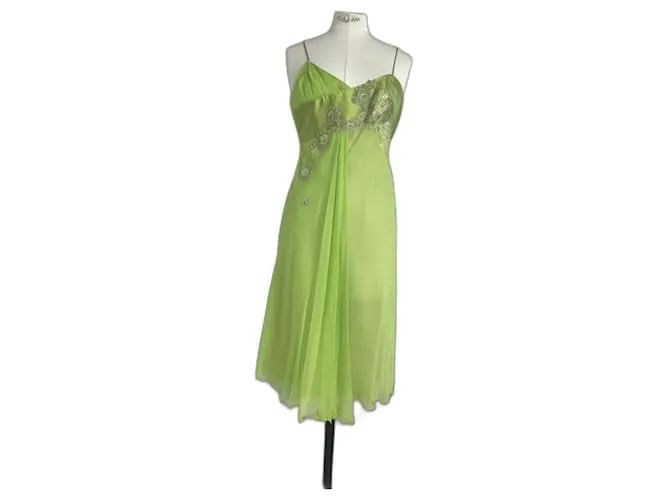 Autre Marque Vestido de coctel de seda Verde claro 