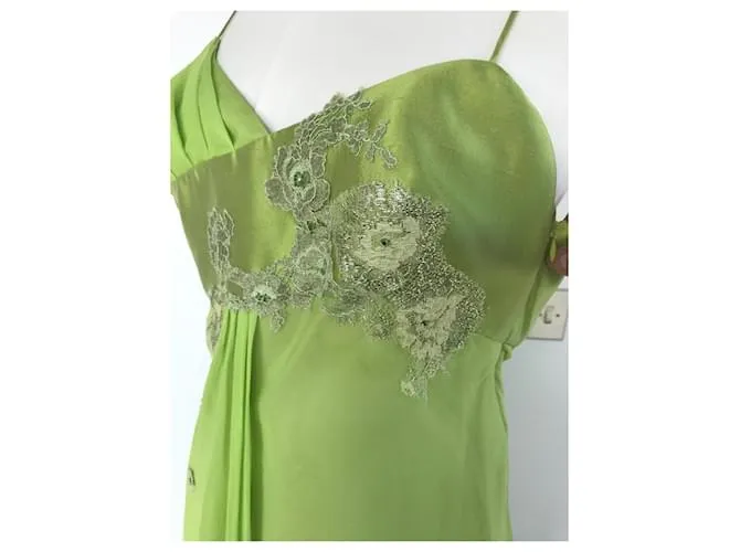 Autre Marque Vestido de coctel de seda Verde claro 