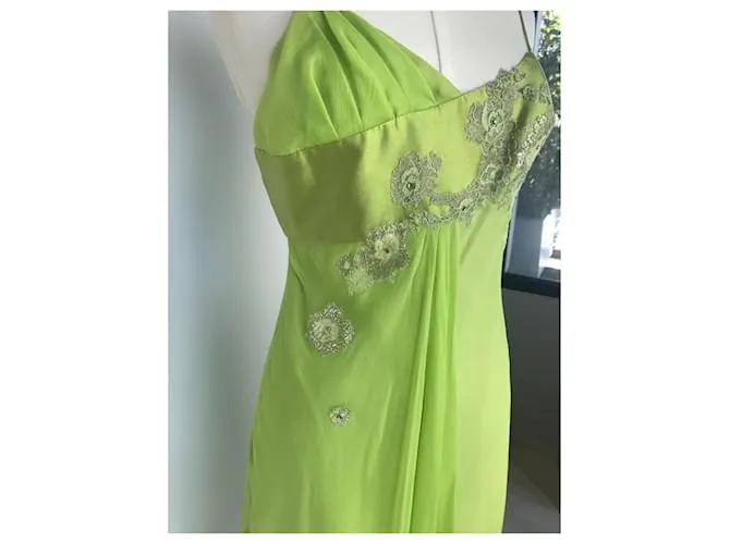 Autre Marque Vestido de coctel de seda Verde claro 
