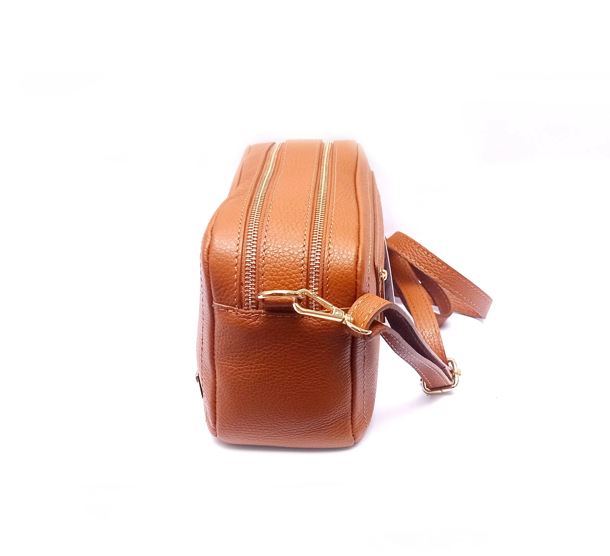 Bandolera en piel doble compartimento cuero