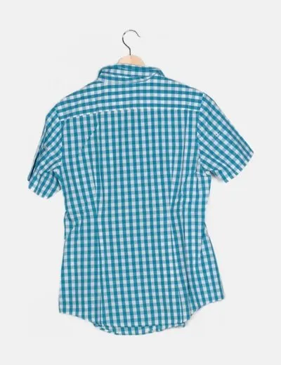 Benetton Camisa de cuadros azul