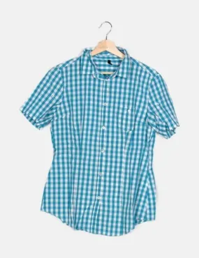 Benetton Camisa de cuadros azul