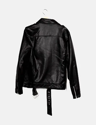 Bershka Chaqueta biker negra