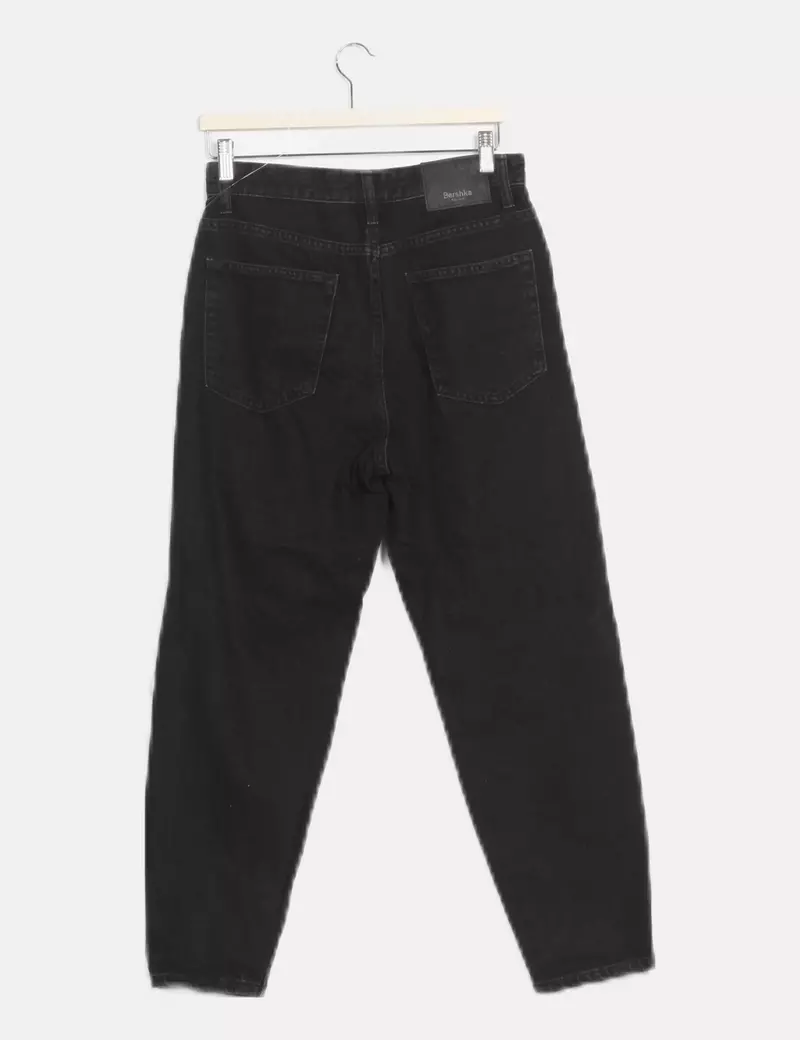 Bershka Jeans denim ripped negro