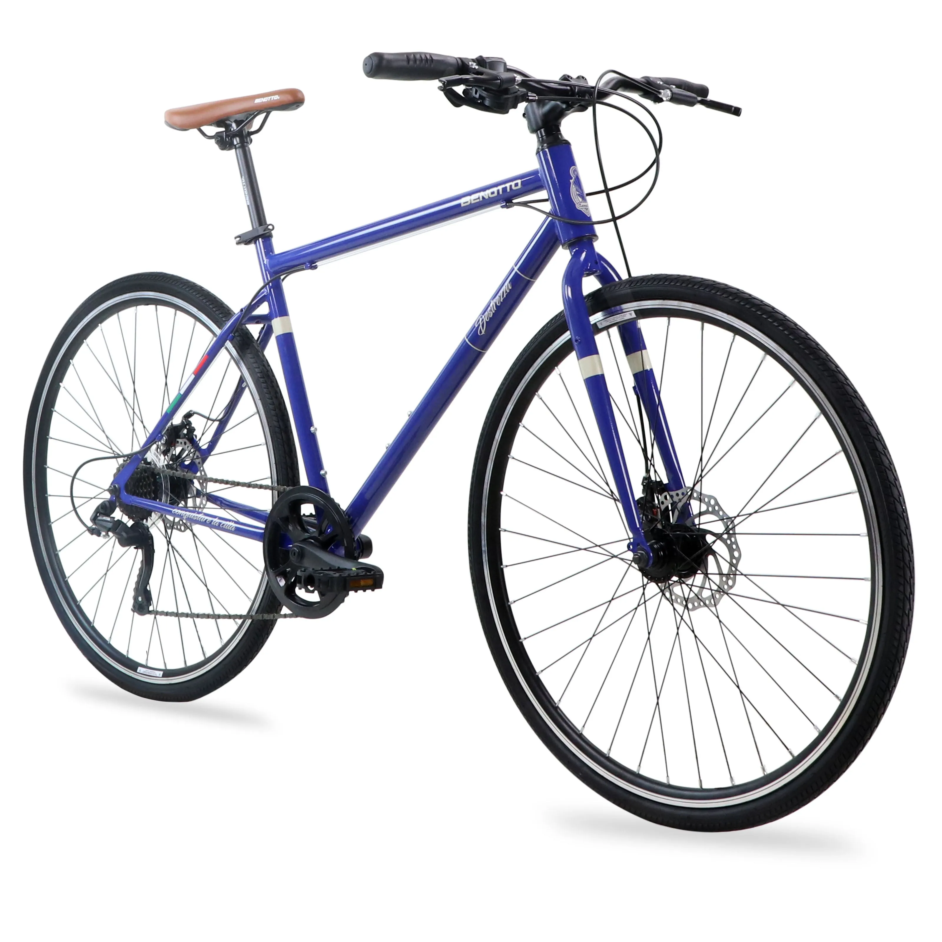 Bicicleta BENOTTO Hibrida DESTREZZA R700C 7V. Frenos Doble Disco Mecanico Acero Azul Talla:49