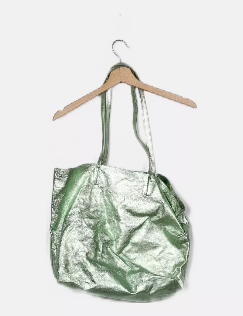 Bimba&Lola Bolso shopper metalizado verde