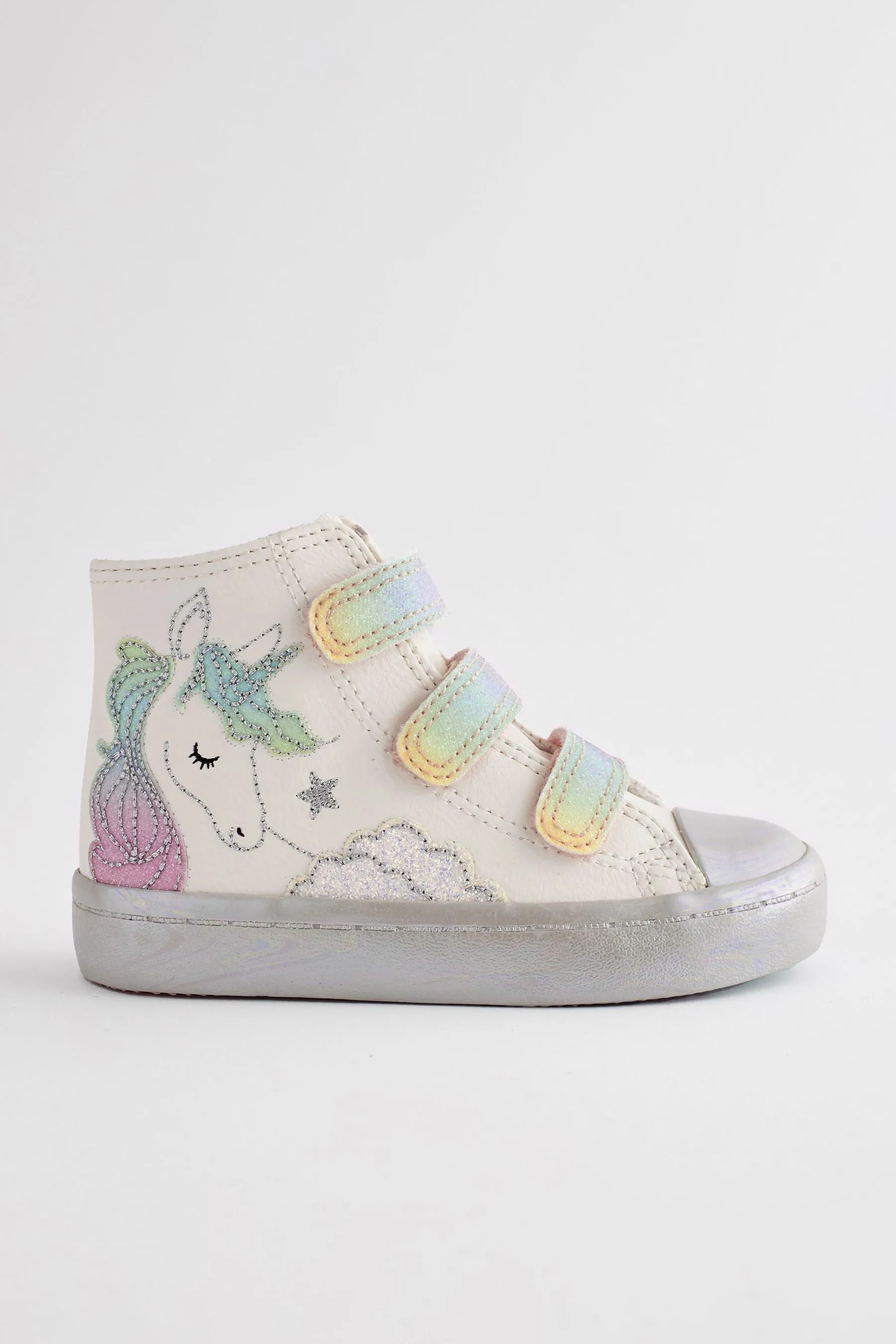 BLANCO  ZAPATILLAS DE DEPORTE ABOTINADAS CON UNICORNIO DE PURPURINA