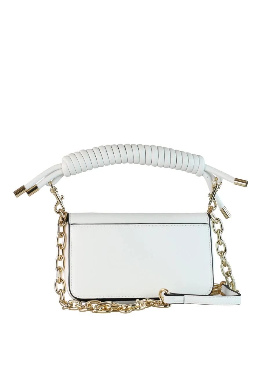 Bolso bandolera blanco y logo
