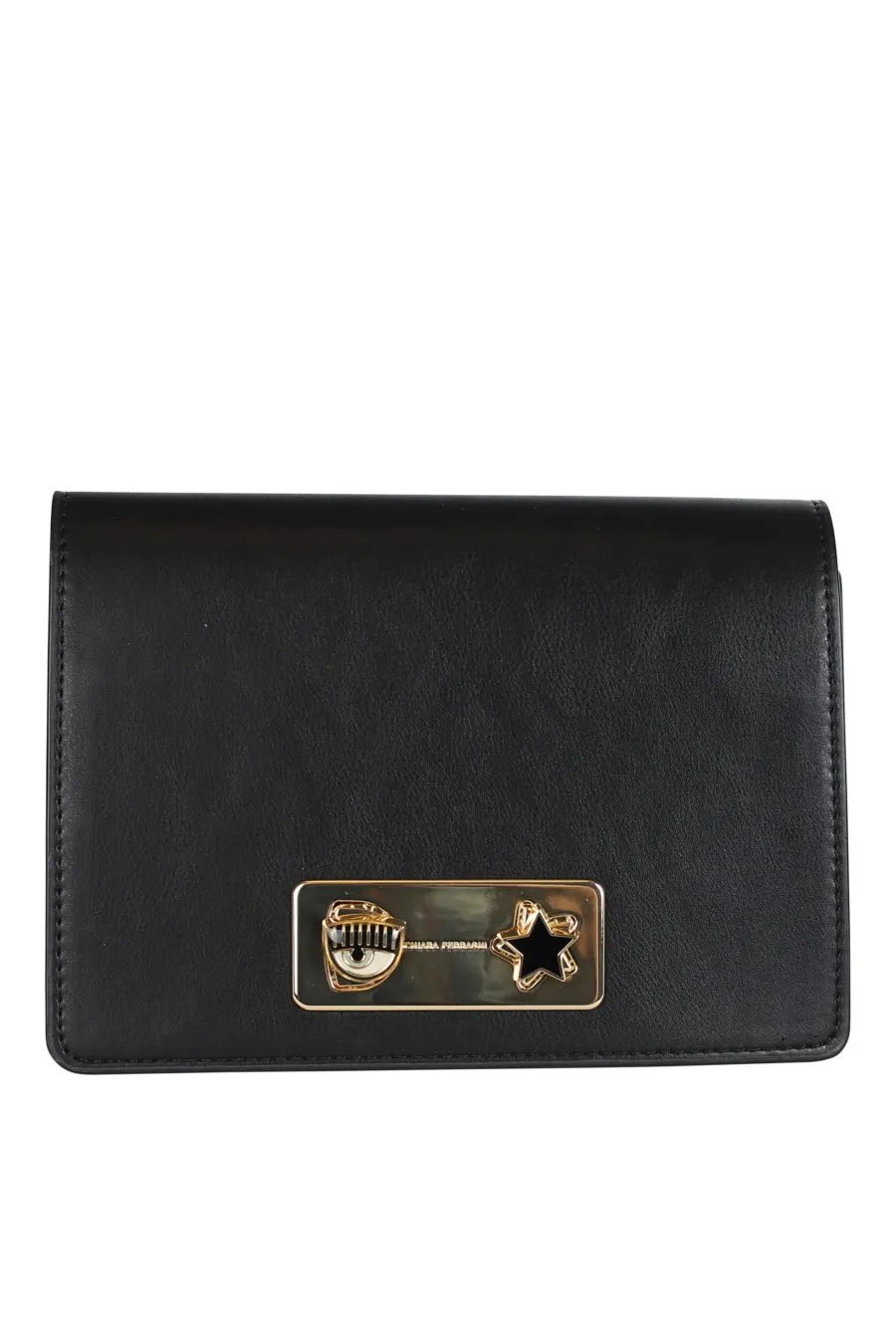Bolso bandolera negro con cerradura ojo y estrella en metal