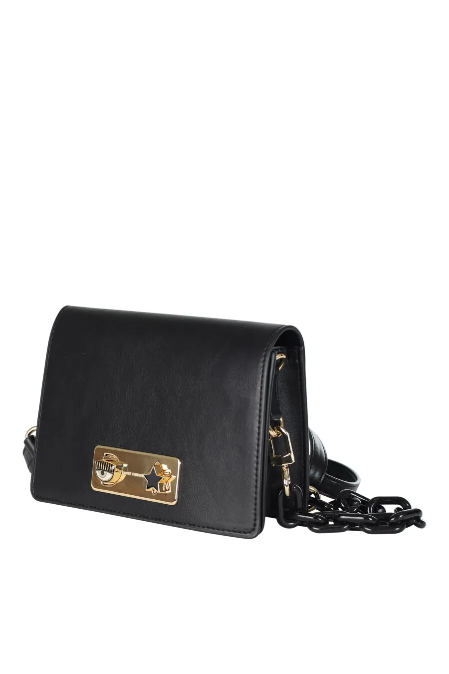 Bolso bandolera negro con cerradura ojo y estrella en metal