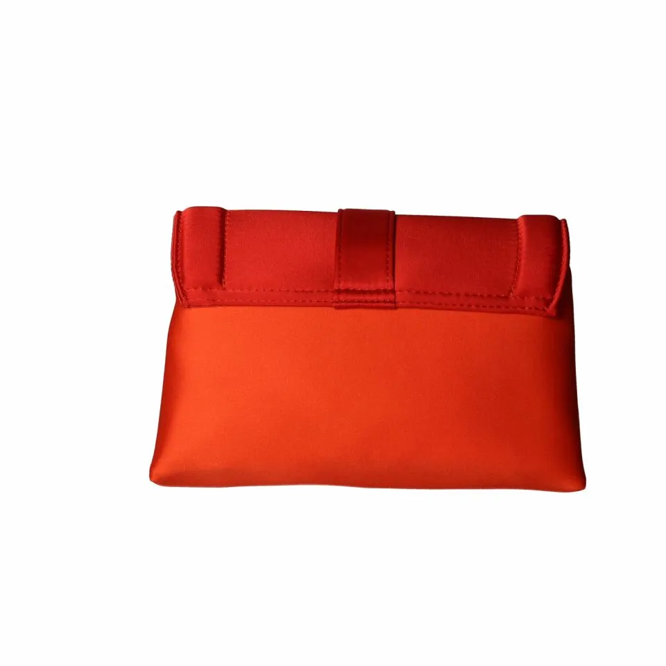 Bolso Neopreno Rojo Tapa Broche Brillantes Multicolor