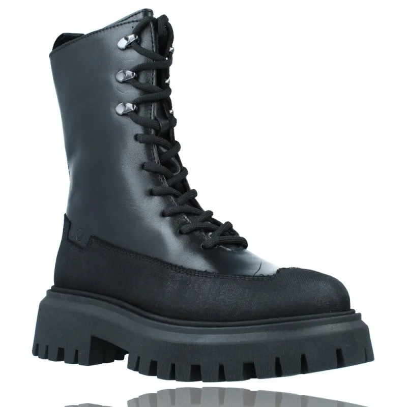 Botas Casual Militar Bikers de Piel con Cordones para Mujeres de LOL 6861 Dipha