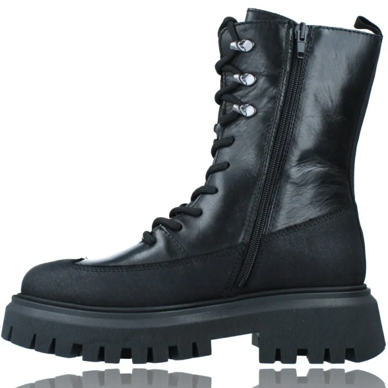 Botas Casual Militar Bikers de Piel con Cordones para Mujeres de LOL 6861 Dipha