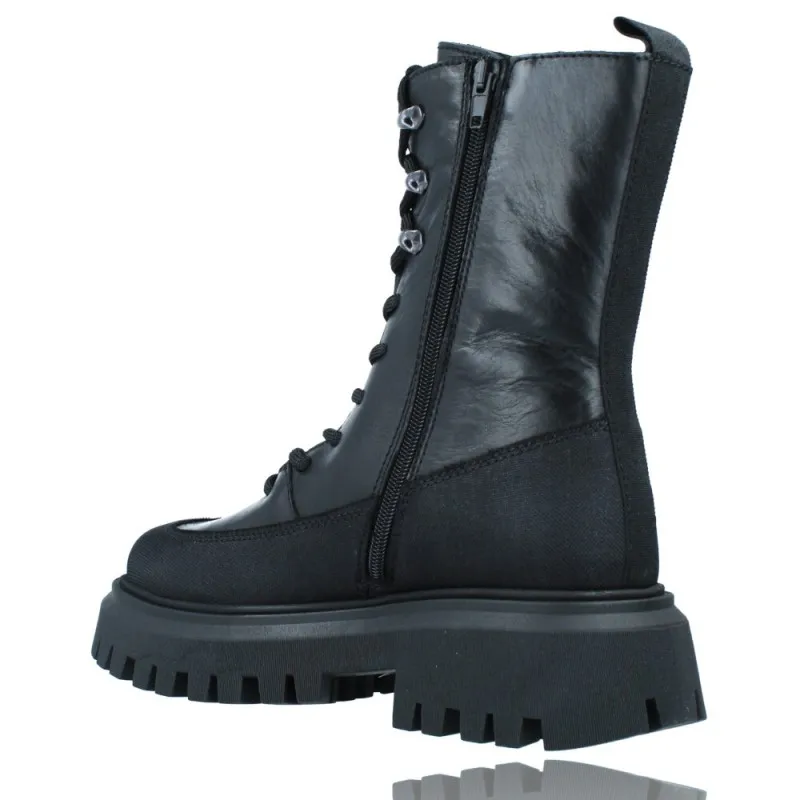 Botas Casual Militar Bikers de Piel con Cordones para Mujeres de LOL 6861 Dipha