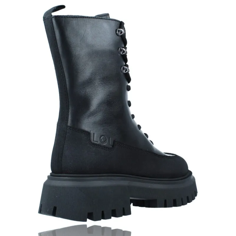 Botas Casual Militar Bikers de Piel con Cordones para Mujeres de LOL 6861 Dipha