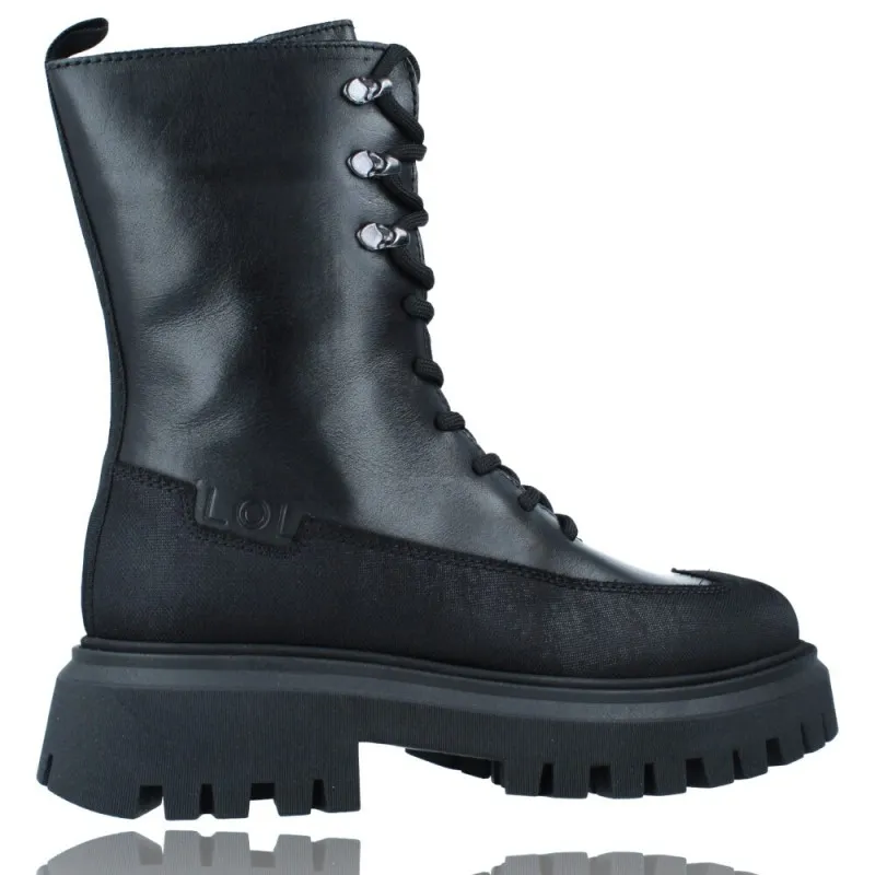 Botas Casual Militar Bikers de Piel con Cordones para Mujeres de LOL 6861 Dipha