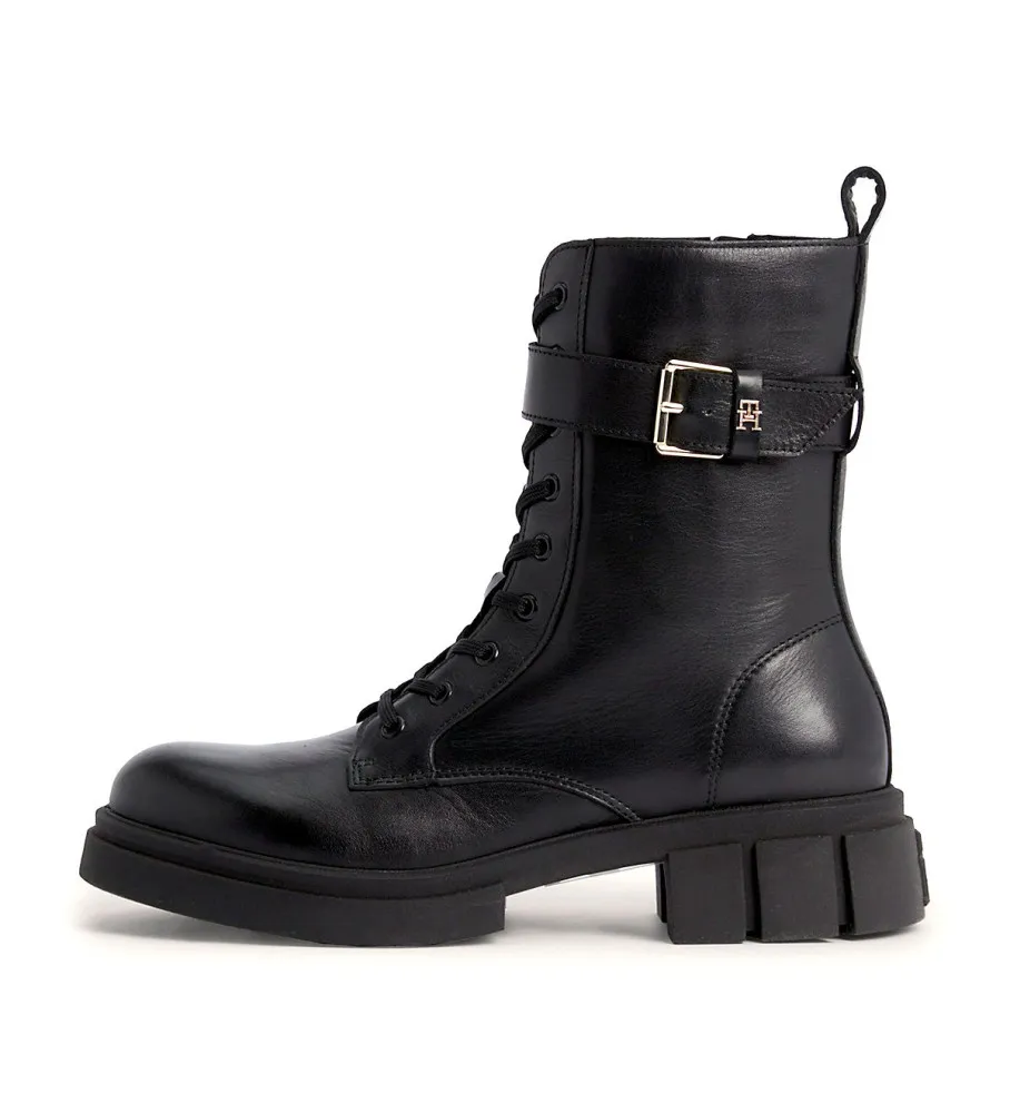 Botas de Piel Moteras Dentadas negro