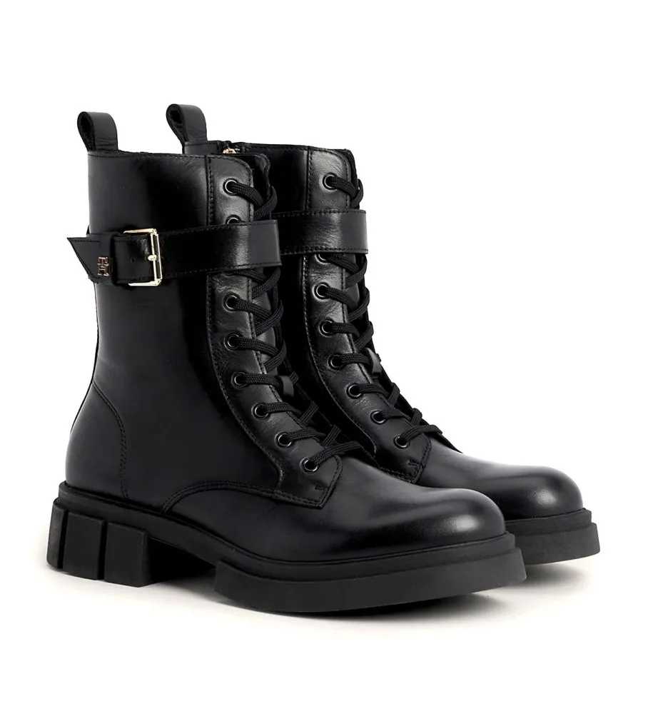 Botas de Piel Moteras Dentadas negro