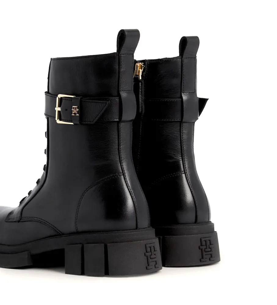 Botas de Piel Moteras Dentadas negro