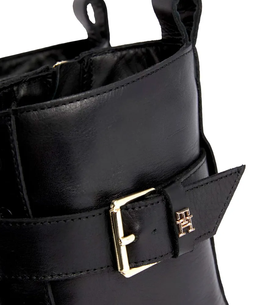Botas de Piel Moteras Dentadas negro