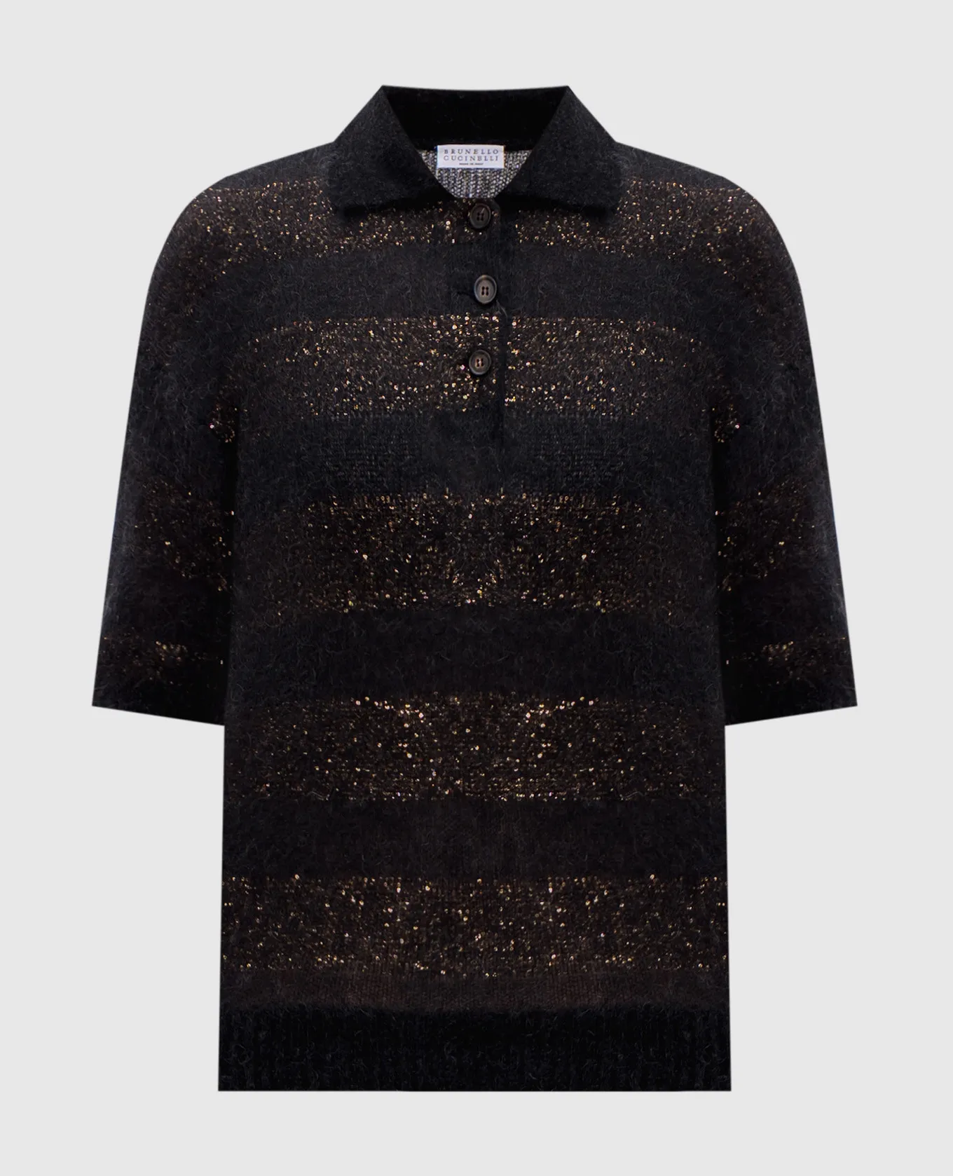 Brunello Cucinelli Black jumper with wool in a stripe with sequins
