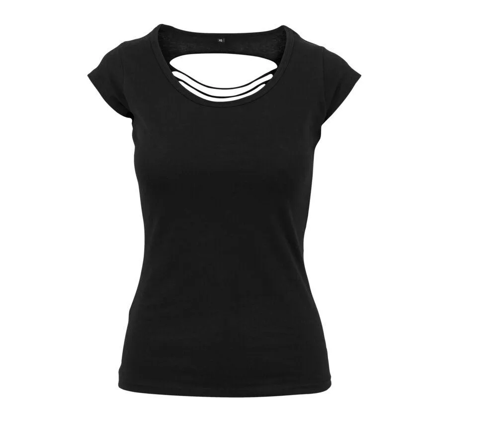 BUILD YOUR BRAND BY035  CAMISETA DE MUJER CON ESPALDA LACERADA BY035  BLACK