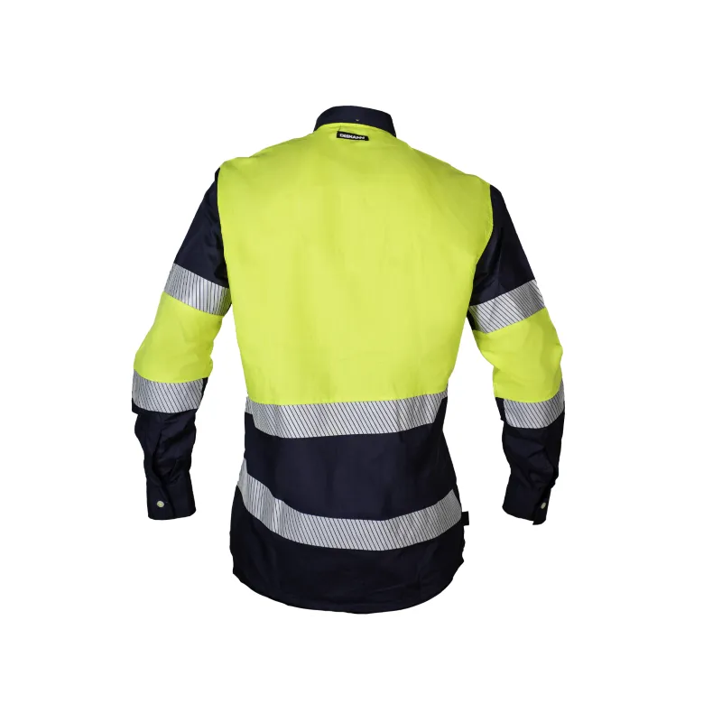 Camisa alta visibilidad HOMBRE KINGSMANN STARLIGHT manga larga, Azul Marino con Amarillo Flúor