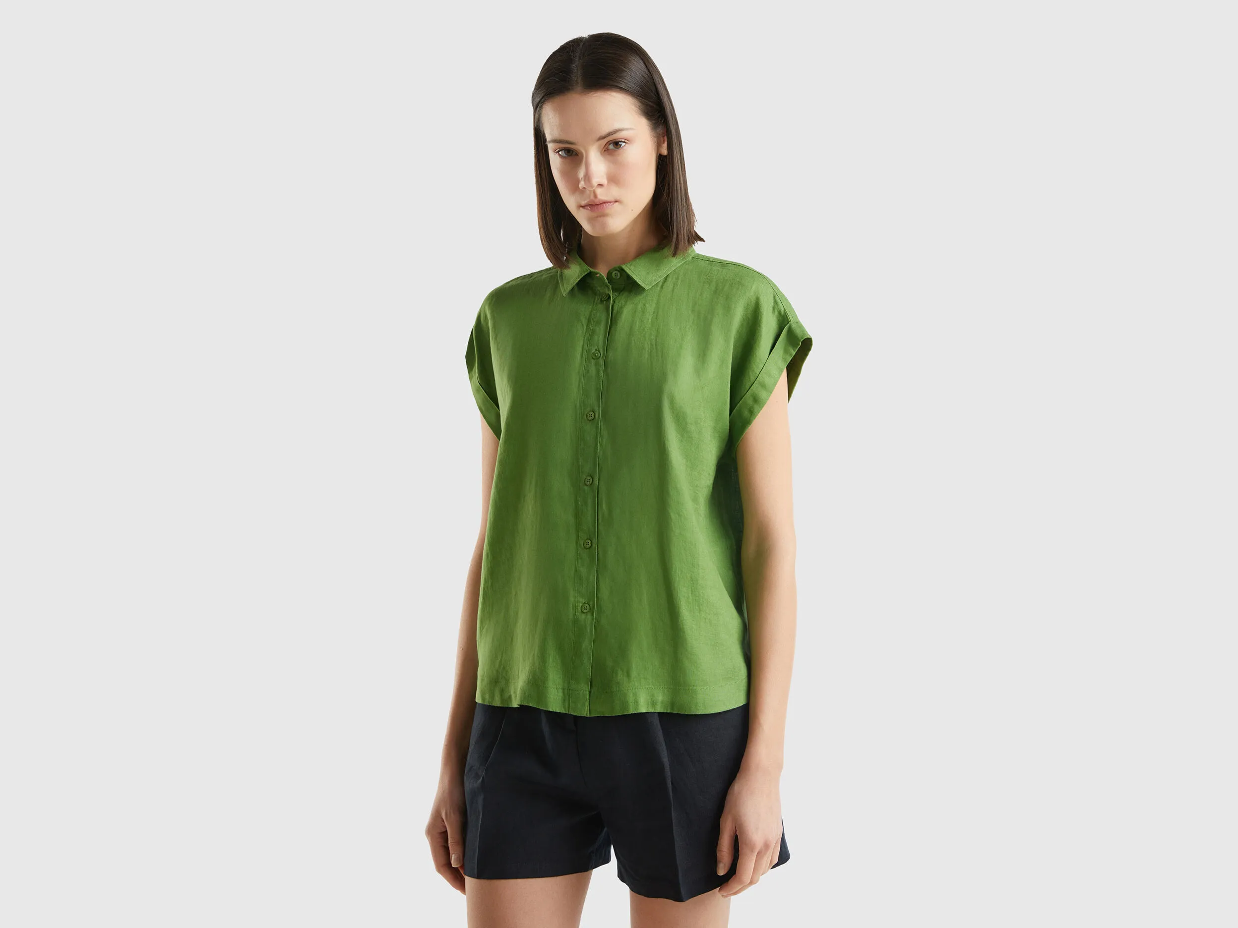 Camisa boxy fit de lino puro