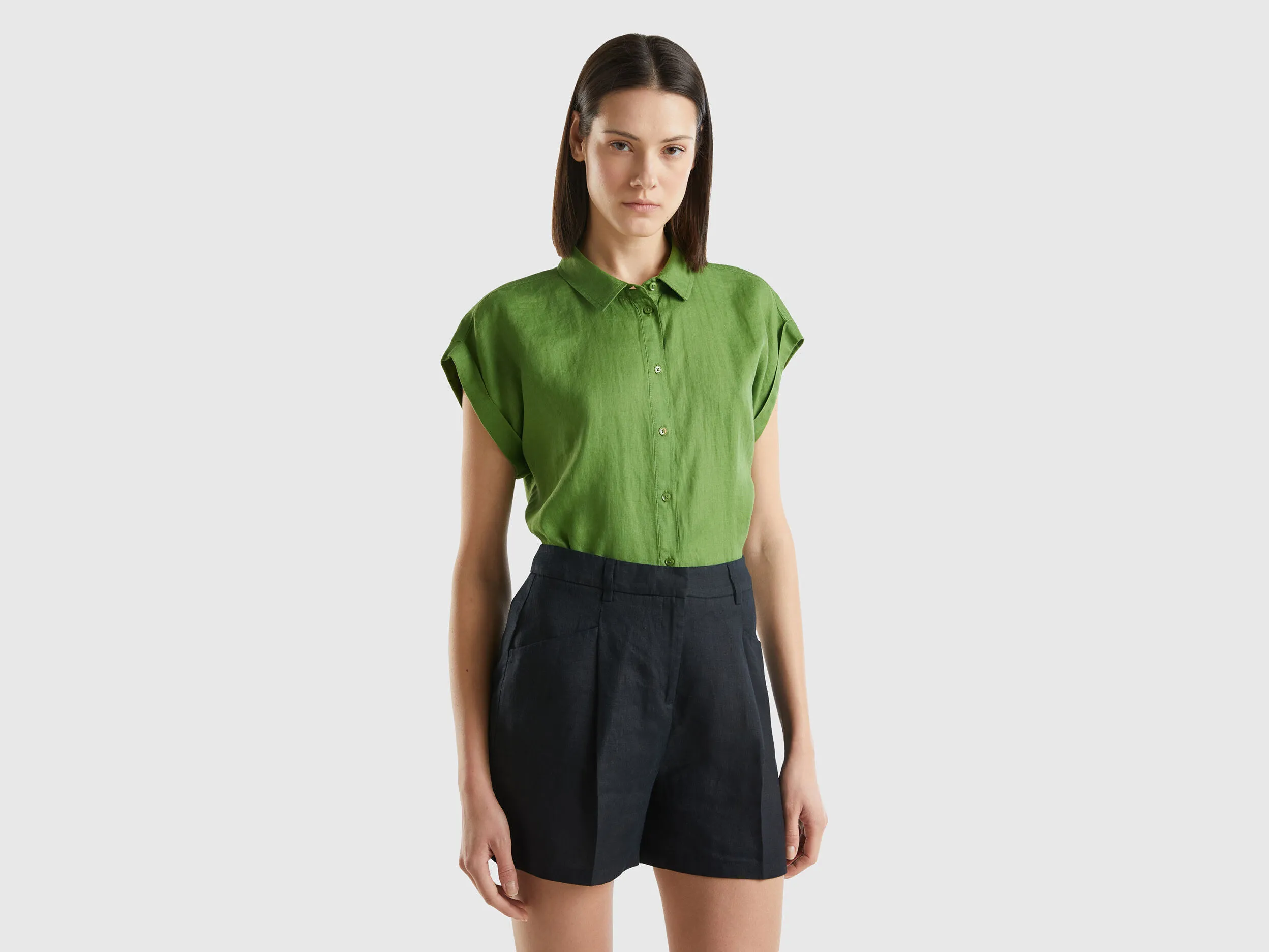 Camisa boxy fit de lino puro