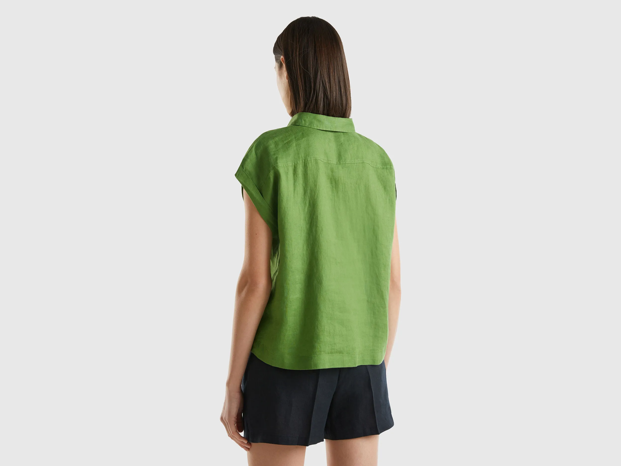 Camisa boxy fit de lino puro