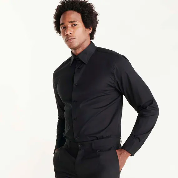Camisa de tejido stretch manga larga y cuello entretelado MOSCU ROLY