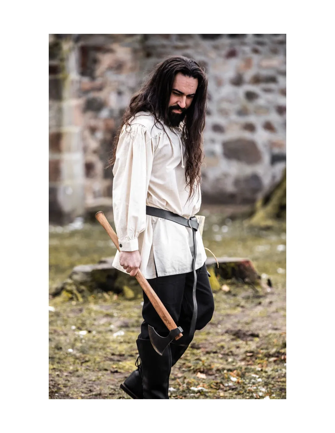 Camisa medieval modelo Ulrich, color blanco natural