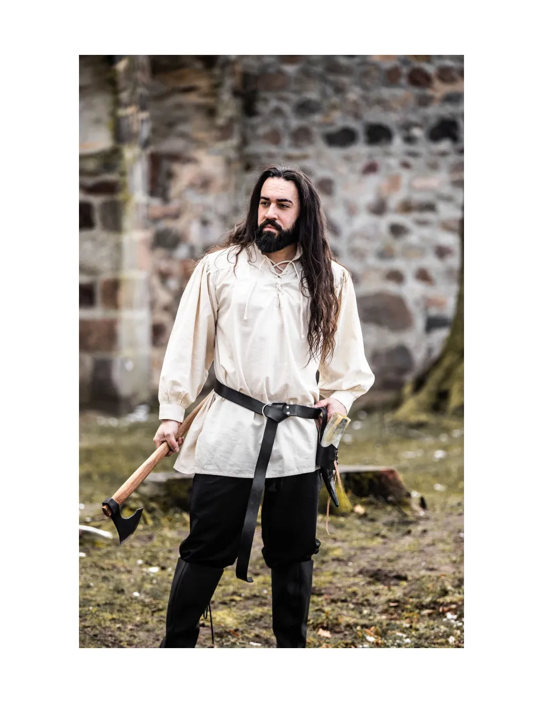 Camisa medieval modelo Ulrich, color blanco natural